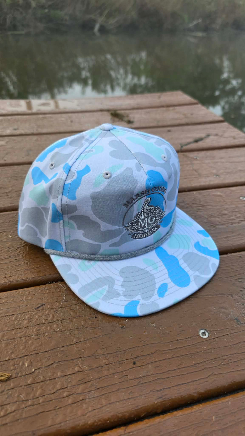 PRE-ORDER- Heritage Pelican Rope Hat — Marsh Duck Camo / Blue (Umpqua Gramps Cap 256P) (Copy)