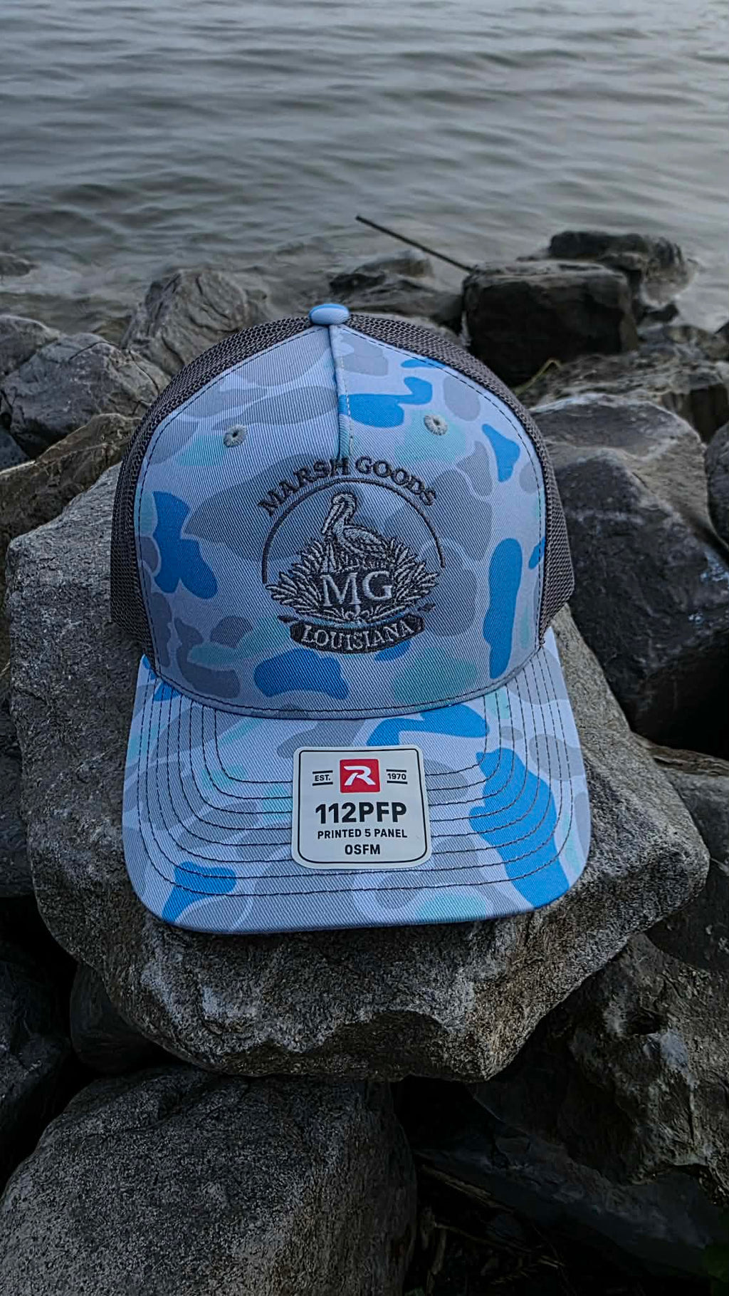 PRE-ORDER- Heritage Pelican Hat — Saltwater Duck Camo / Charcoal (Richardson 112PFP)