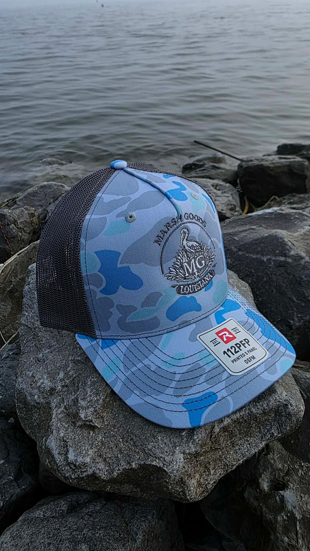 PRE-ORDER- Heritage Pelican Hat — Saltwater Duck Camo / Charcoal (Richardson 112PFP)